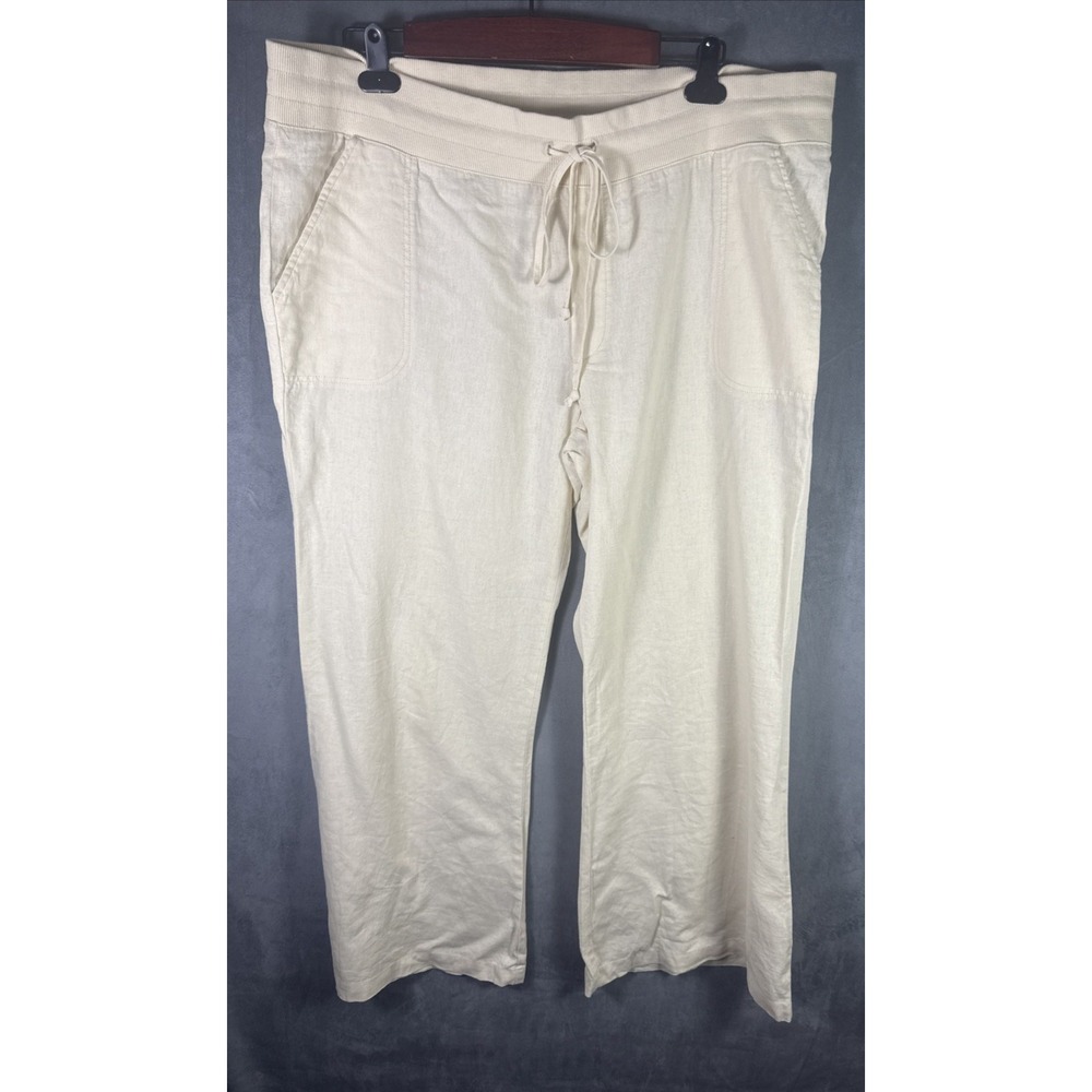 Urban Outfitters Women's XXL Draw String Wide Leg Pants Ivory Linen Viscose